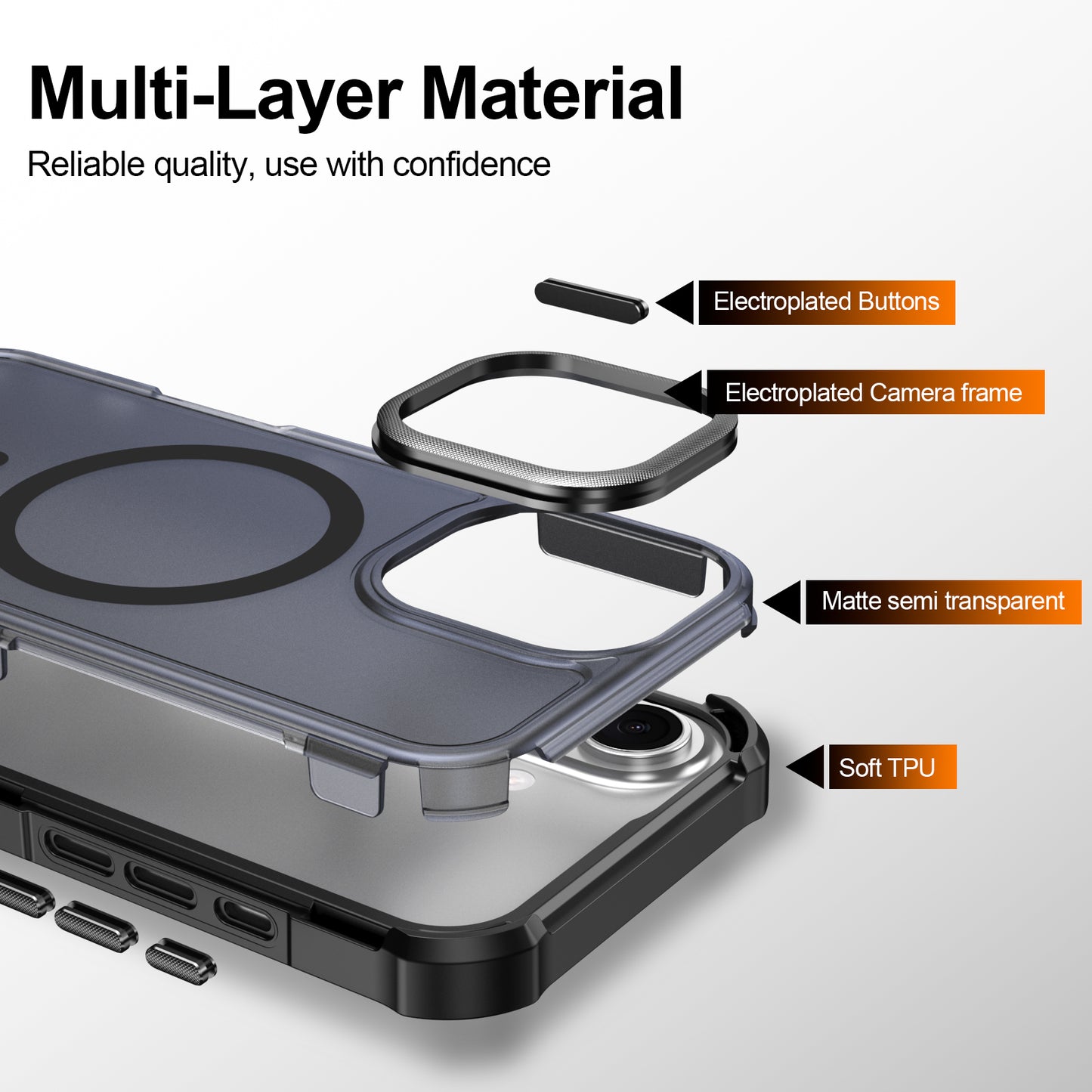 For iPhone 17 Magnetic Case Electroplated Frame Skin-touch TPU+PC Phone Cover