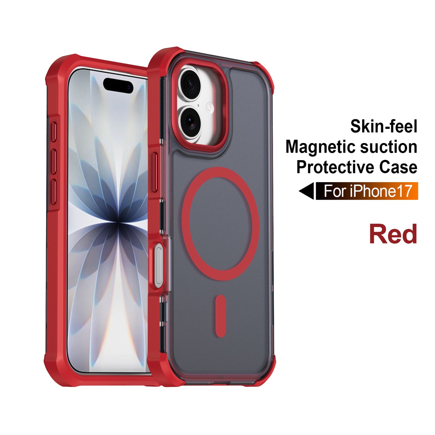 For iPhone 17 Magnetic Case Electroplated Frame Skin-touch TPU+PC Phone Cover
