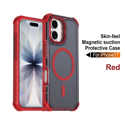 For iPhone 17 Magnetic Case Electroplated Frame Skin-touch TPU+PC Phone Cover