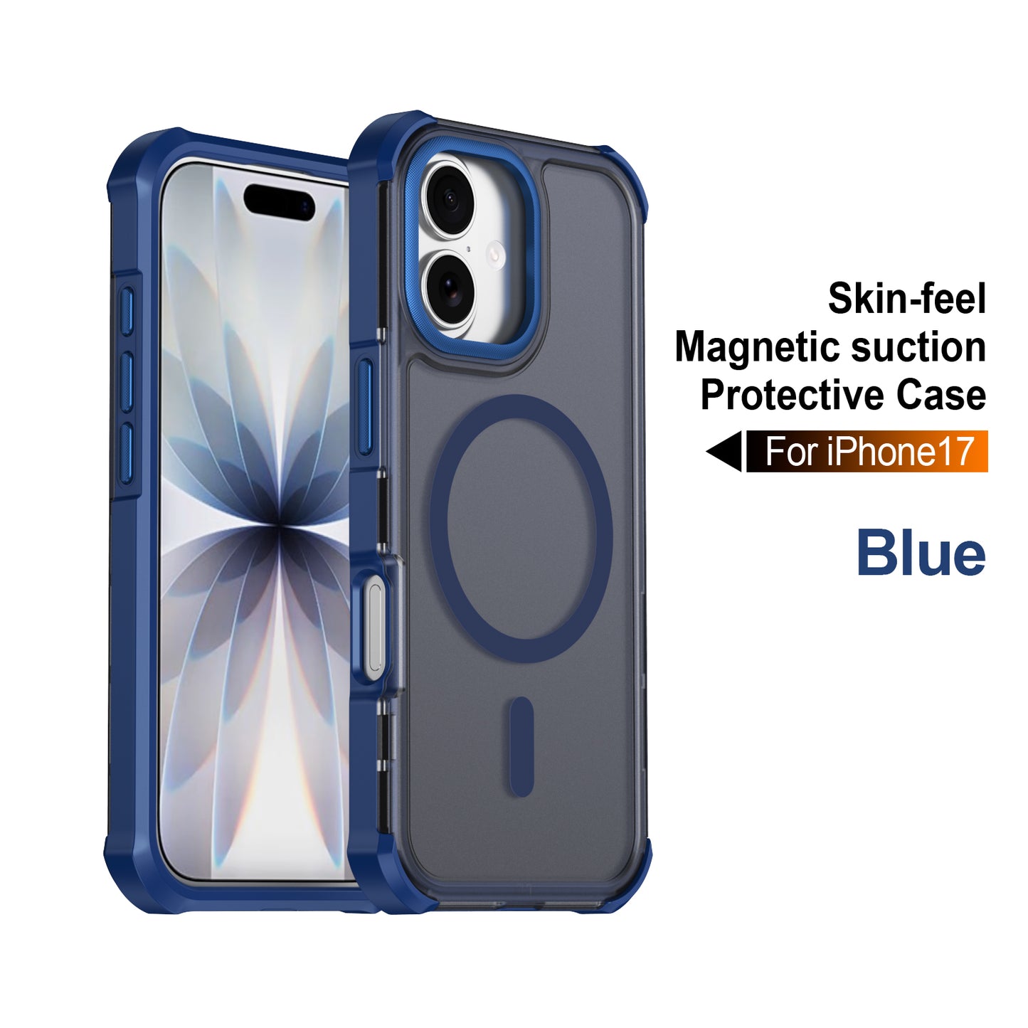 For iPhone 17 Magnetic Case Electroplated Frame Skin-touch TPU+PC Phone Cover