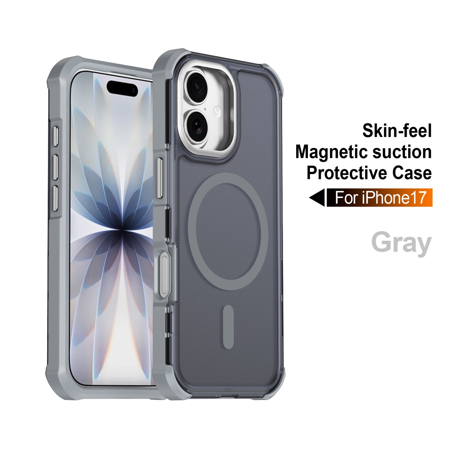 For iPhone 17 Magnetic Case Electroplated Frame Skin-touch TPU+PC Phone Cover