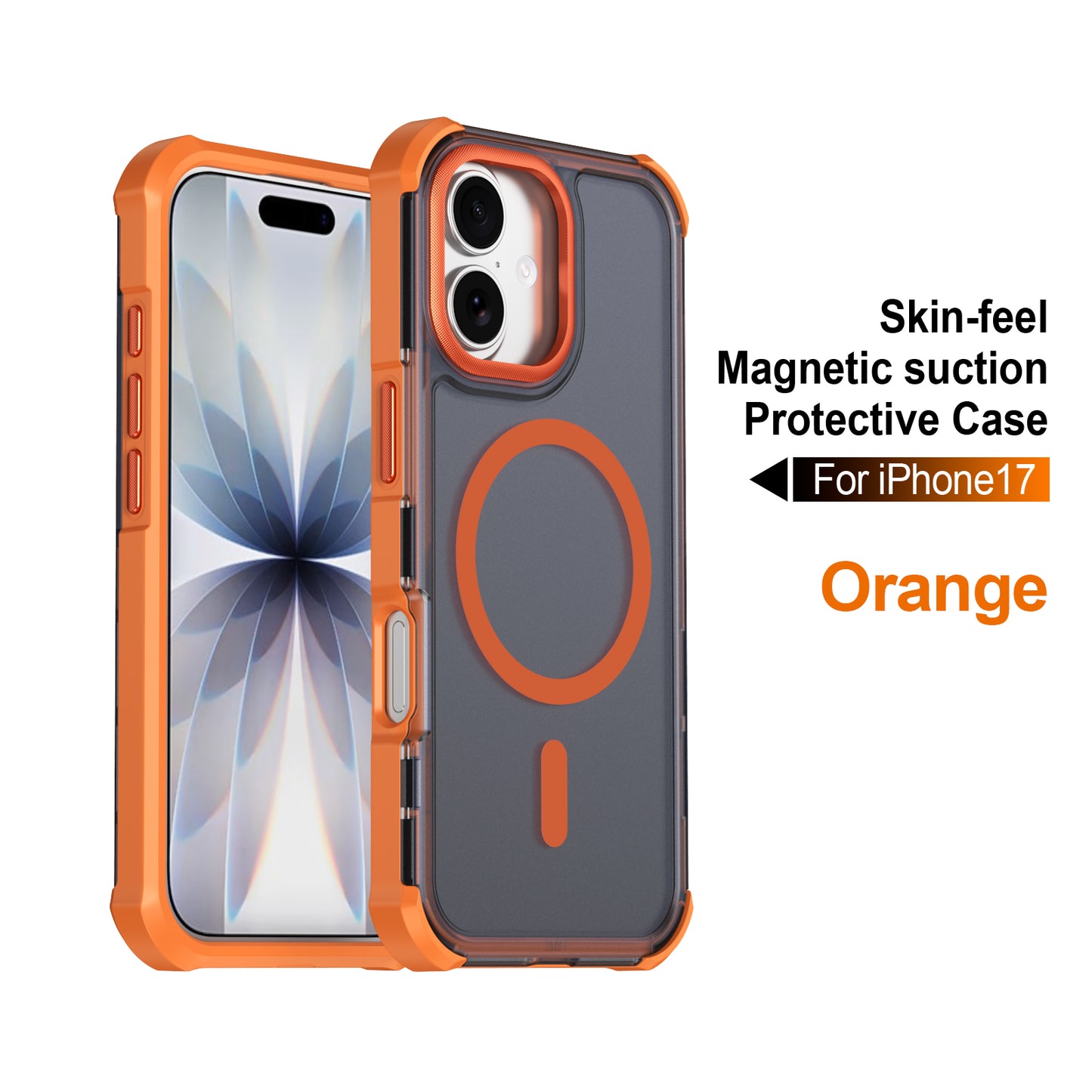 For iPhone 17 Magnetic Case Electroplated Frame Skin-touch TPU+PC Phone Cover
