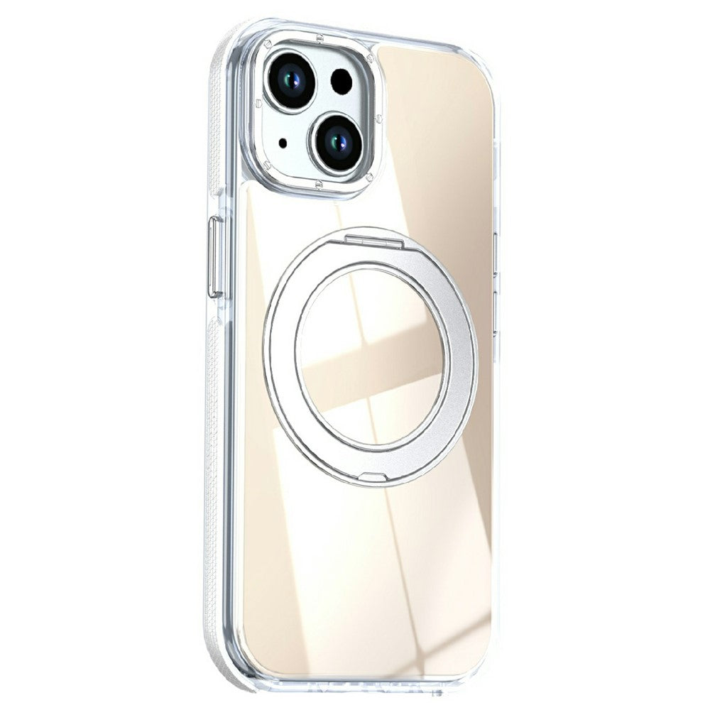 Magnetic Case For iPhone 13  /  14 Fluorescent Design TPU Acrylic Phone Back Cover with 360° Rotating Kickstand