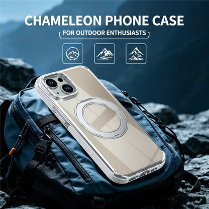 Magnetic Case For iPhone 13  /  14 Fluorescent Design TPU Acrylic Phone Back Cover with 360° Rotating Kickstand