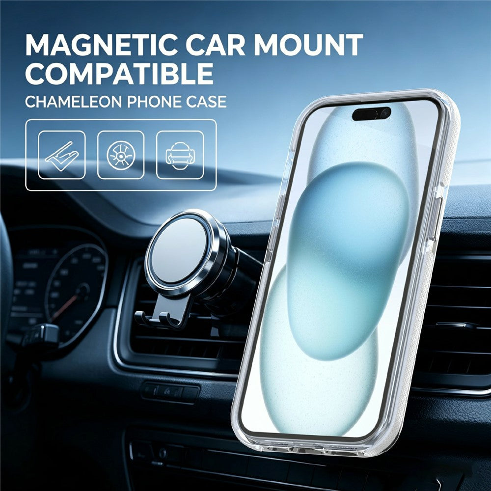 Magnetic Case For iPhone 13  /  14 Fluorescent Design TPU Acrylic Phone Back Cover with 360° Rotating Kickstand
