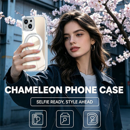 Magnetic Case For iPhone 13  /  14 Fluorescent Design TPU Acrylic Phone Back Cover with 360° Rotating Kickstand