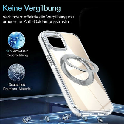 Magnetic Case For iPhone 13  /  14 Fluorescent Design TPU Acrylic Phone Back Cover with 360° Rotating Kickstand