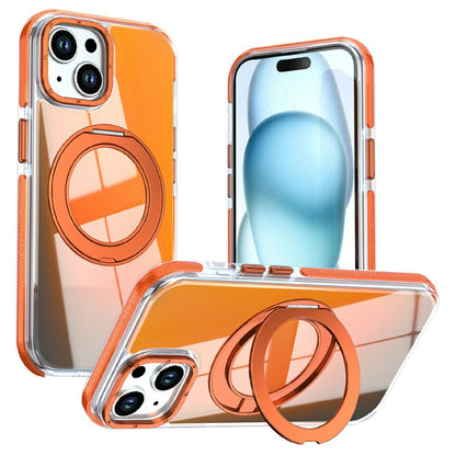 Magnetic Case For iPhone 13  /  14 Fluorescent Design TPU Acrylic Phone Back Cover with 360° Rotating Kickstand