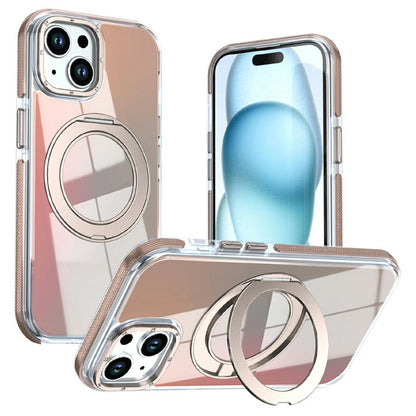 Magnetic Case For iPhone 13  /  14 Fluorescent Design TPU Acrylic Phone Back Cover with 360° Rotating Kickstand