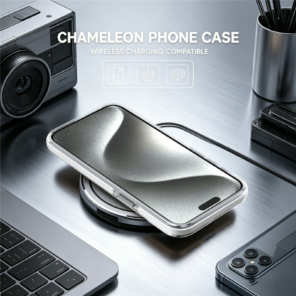 For iPhone 15 Pro Max Magnetic Case Fluorescent Design TPU Acrylic Phone Back Cover with 360° Rotating Kickstand