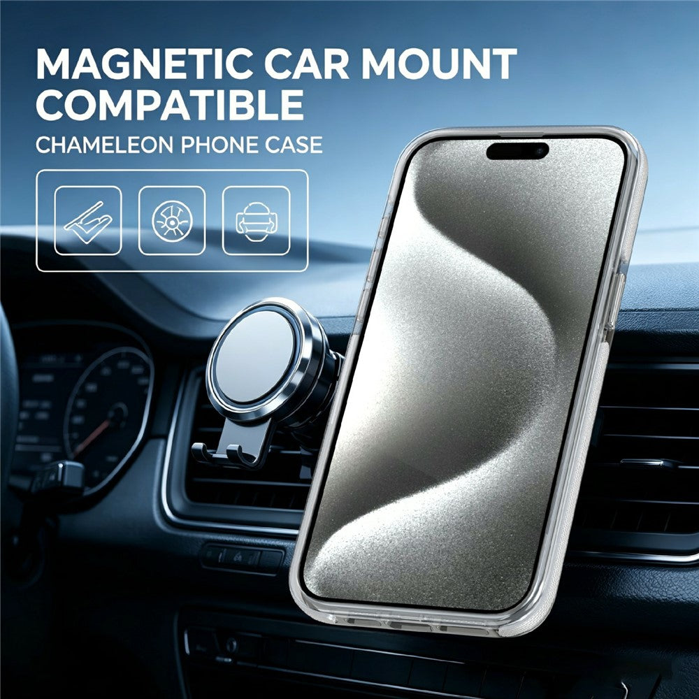 For iPhone 15 Pro Max Magnetic Case Fluorescent Design TPU Acrylic Phone Back Cover with 360° Rotating Kickstand