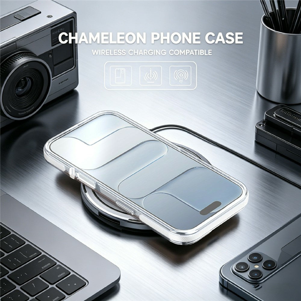 For iPhone 16 Magnetic Case Fluorescent Design TPU Acrylic Phone Back Cover with 360° Rotating Kickstand