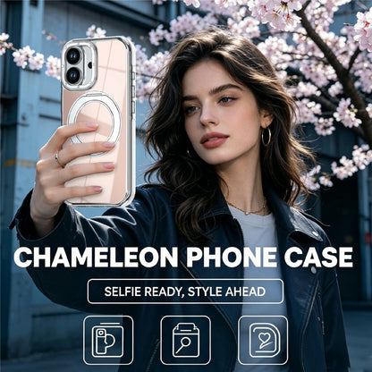 For iPhone 16 Magnetic Case Fluorescent Design TPU Acrylic Phone Back Cover with 360° Rotating Kickstand