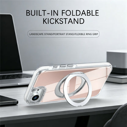 Magnetic Case For iPhone 16e  /  17e Fluorescent Design TPU Acrylic Phone Back Cover with 360° Rotating Kickstand