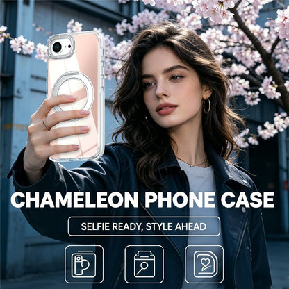 Magnetic Case For iPhone 16e  /  17e Fluorescent Design TPU Acrylic Phone Back Cover with 360° Rotating Kickstand