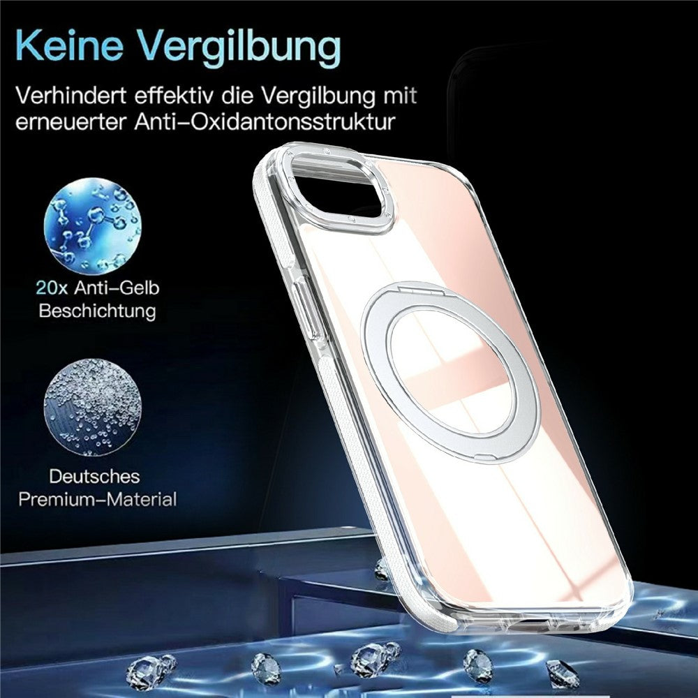 Magnetic Case For iPhone 16e  /  17e Fluorescent Design TPU Acrylic Phone Back Cover with 360° Rotating Kickstand