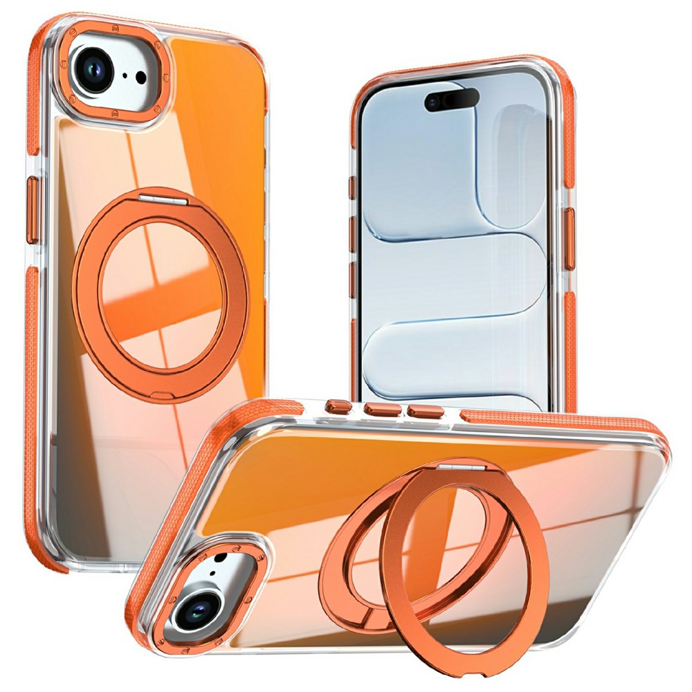 Magnetic Case For iPhone 16e  /  17e Fluorescent Design TPU Acrylic Phone Back Cover with 360° Rotating Kickstand