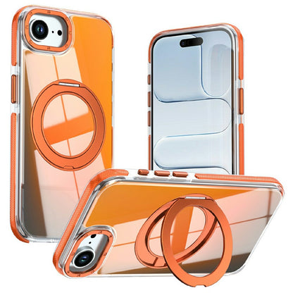 Magnetic Case For iPhone 16e  /  17e Fluorescent Design TPU Acrylic Phone Back Cover with 360° Rotating Kickstand