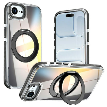 Magnetic Case For iPhone 16e  /  17e Fluorescent Design TPU Acrylic Phone Back Cover with 360° Rotating Kickstand