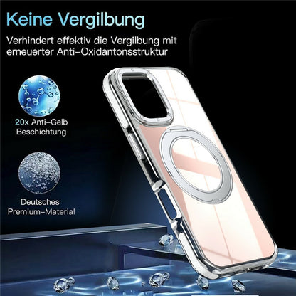 For iPhone 17 Magnetic Case Fluorescent Design TPU Acrylic Phone Back Cover with 360° Rotating Kickstand