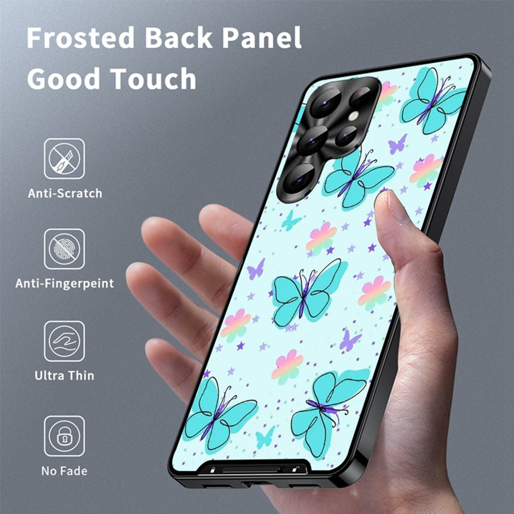 For Samsung Galaxy S25 Ultra Magnetic Case Butterfly Pattern PC+TPU Protective Phone Cover with Lens Film