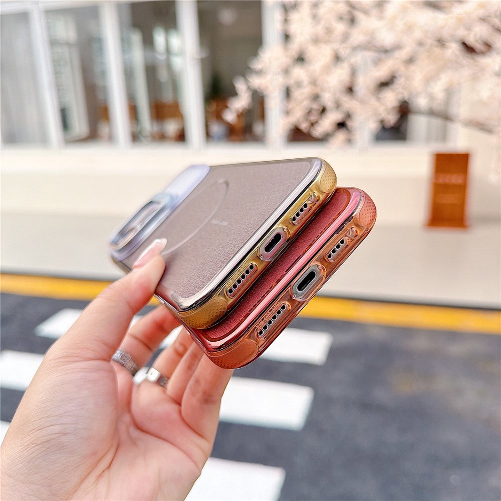 For iPhone 16 Pro Max Magnetic Case Kickstand PC+TPU Brushed Phone Cover with Lens Film