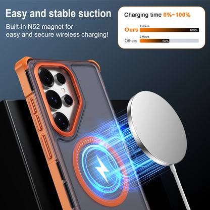For Samsung Galaxy S25 Ultra Magnetic Case Electroplated Frame Skin-touch TPU+PC Phone Cover