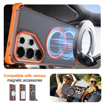 For Samsung Galaxy S25 Ultra Magnetic Case Electroplated Frame Skin-touch TPU+PC Phone Cover