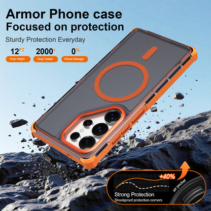 For Samsung Galaxy S25 Ultra Magnetic Case Electroplated Frame Skin-touch TPU+PC Phone Cover