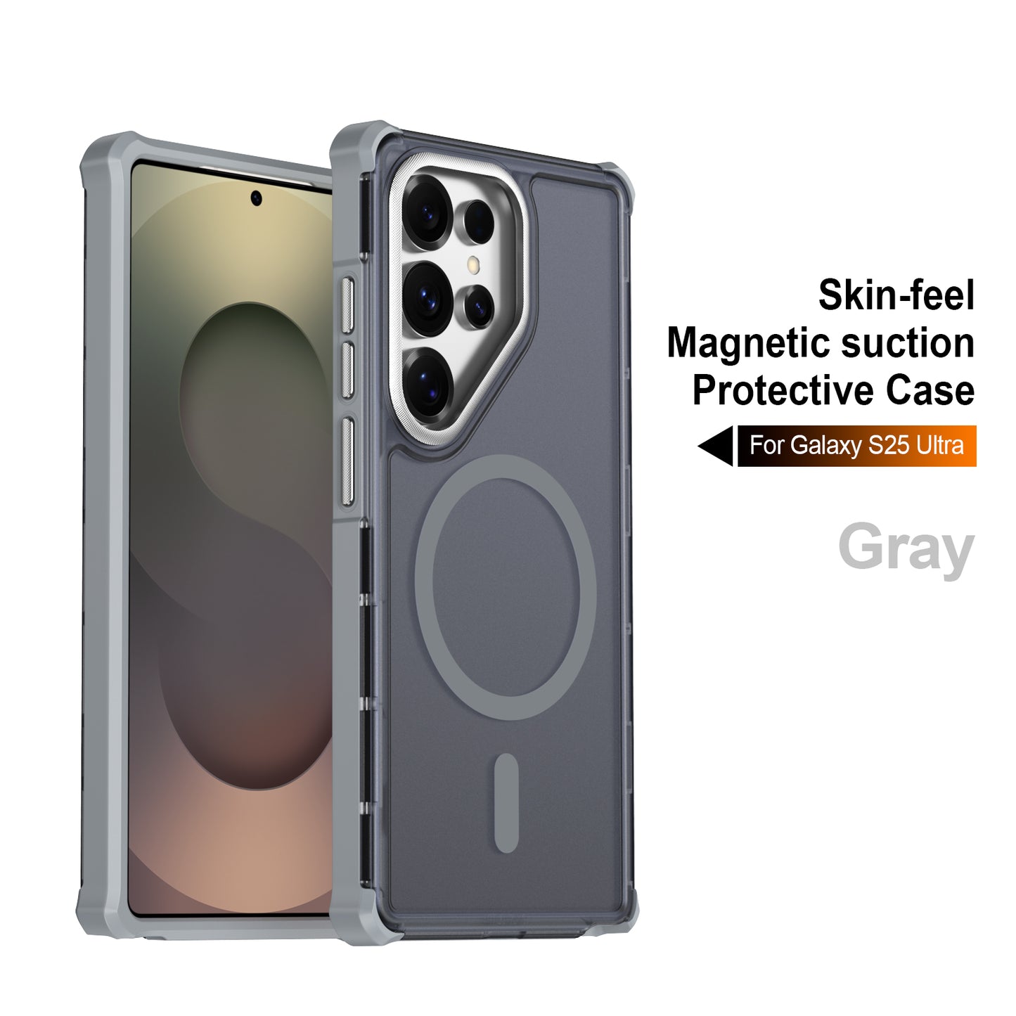 For Samsung Galaxy S25 Ultra Magnetic Case Electroplated Frame Skin-touch TPU+PC Phone Cover