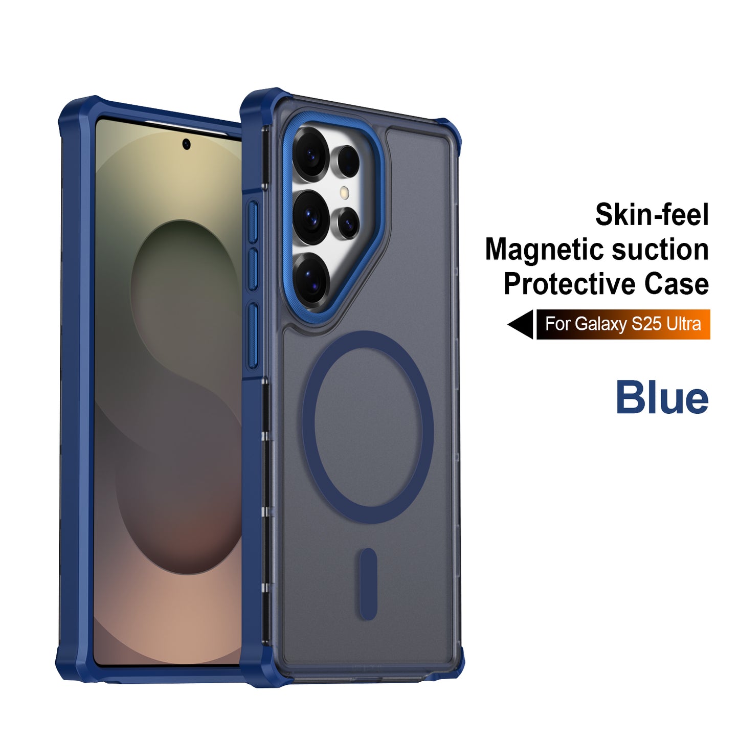 For Samsung Galaxy S25 Ultra Magnetic Case Electroplated Frame Skin-touch TPU+PC Phone Cover