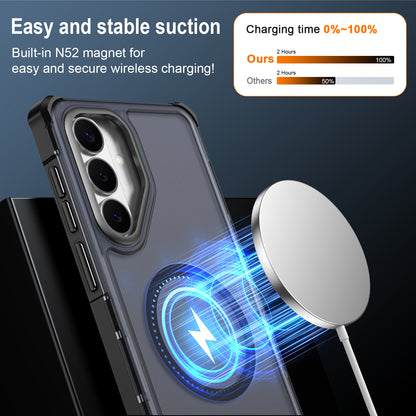 For Samsung Galaxy S26+ Magnetic Case Electroplated Frame Skin-touch TPU+PC Phone Cover