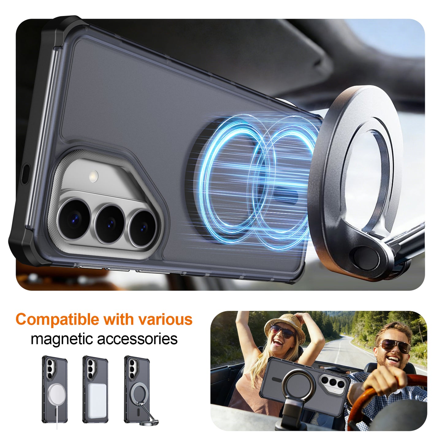 For Samsung Galaxy S26+ Magnetic Case Electroplated Frame Skin-touch TPU+PC Phone Cover