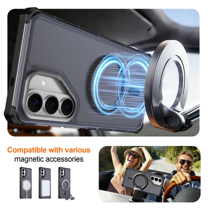 For Samsung Galaxy S26+ Magnetic Case Electroplated Frame Skin-touch TPU+PC Phone Cover