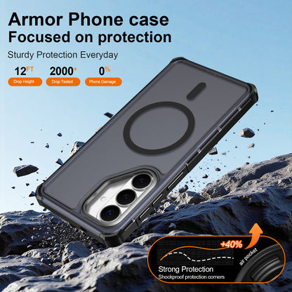 For Samsung Galaxy S26+ Magnetic Case Electroplated Frame Skin-touch TPU+PC Phone Cover