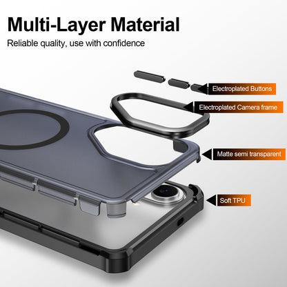 For Samsung Galaxy S26+ Magnetic Case Electroplated Frame Skin-touch TPU+PC Phone Cover