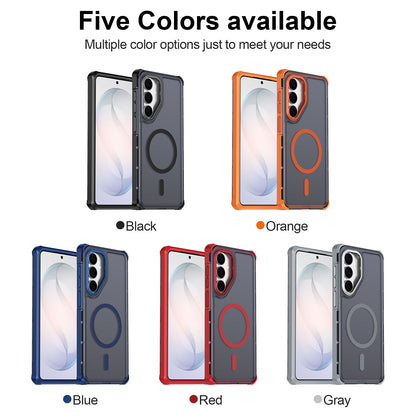 For Samsung Galaxy S26+ Magnetic Case Electroplated Frame Skin-touch TPU+PC Phone Cover