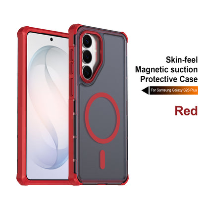 For Samsung Galaxy S26+ Magnetic Case Electroplated Frame Skin-touch TPU+PC Phone Cover