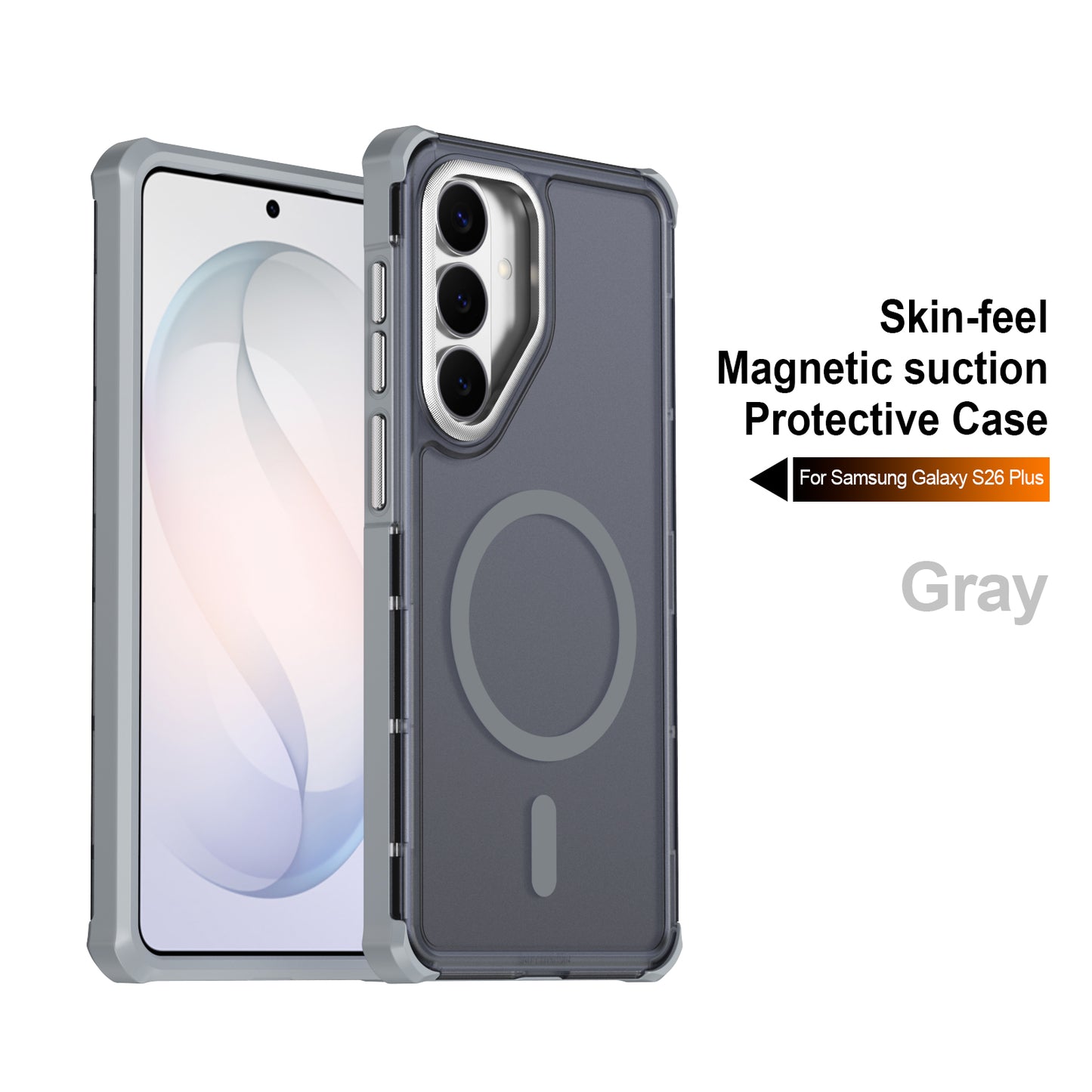 For Samsung Galaxy S26+ Magnetic Case Electroplated Frame Skin-touch TPU+PC Phone Cover