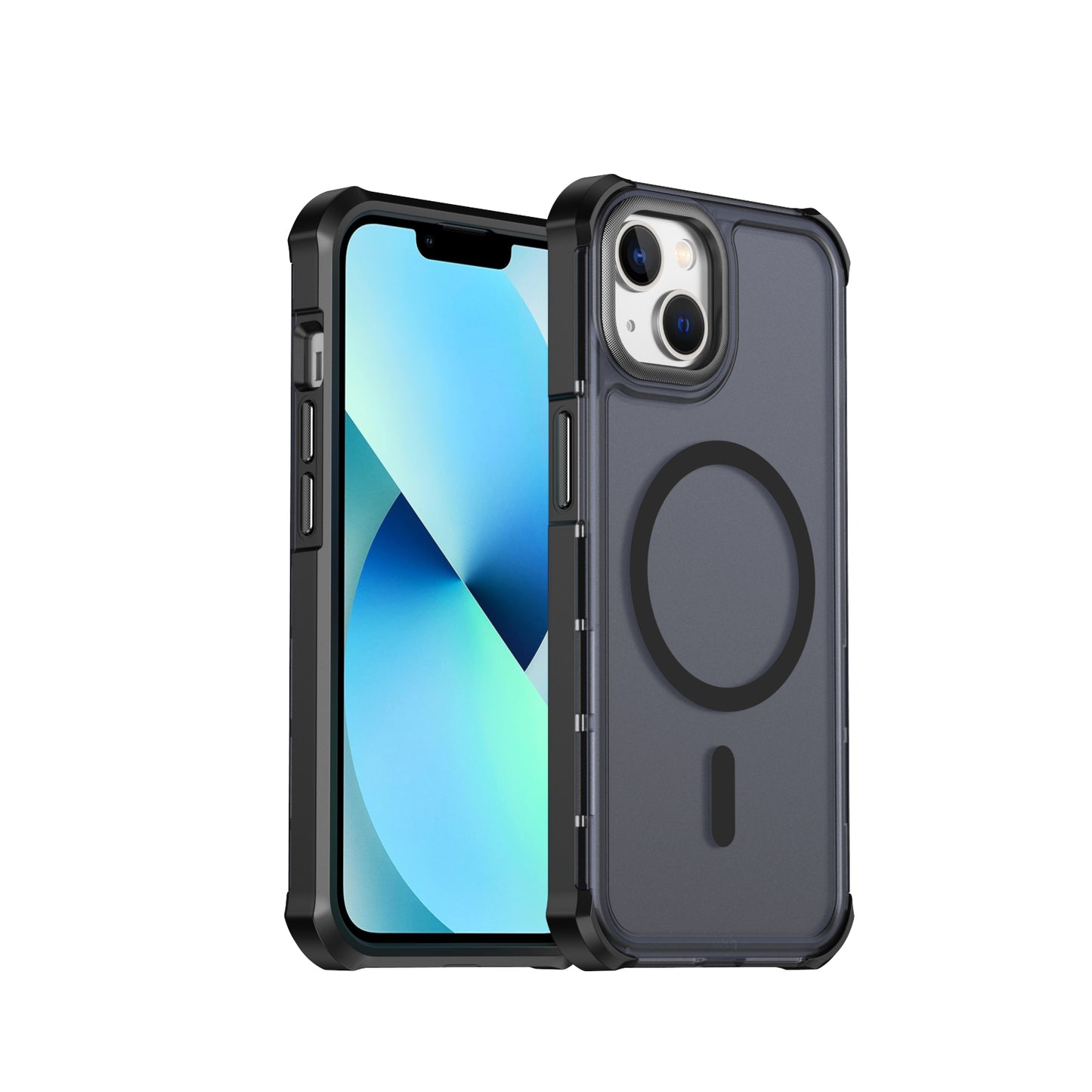 For iPhone 13 / iPhone 14 Magnetic Case Electroplated Frame Skin-touch TPU+PC Phone Cover
