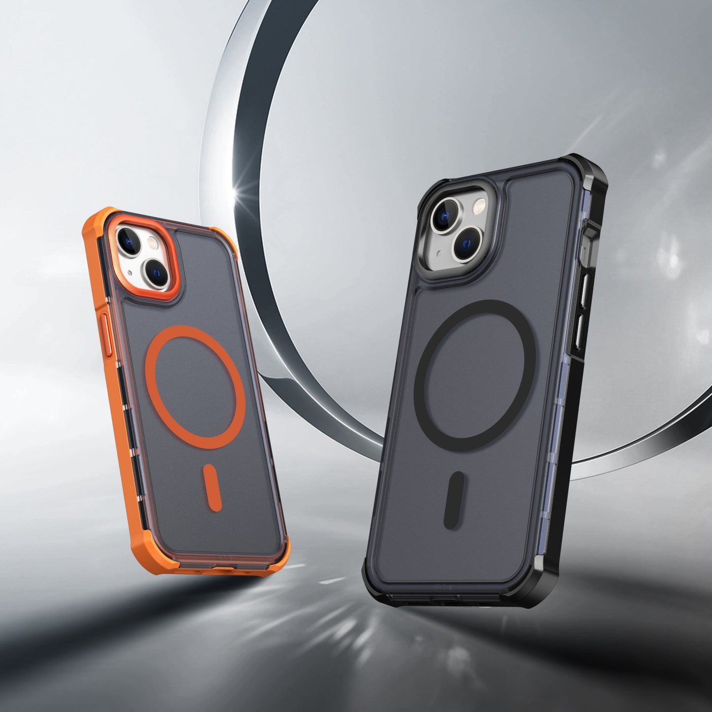 For iPhone 13 / iPhone 14 Magnetic Case Electroplated Frame Skin-touch TPU+PC Phone Cover