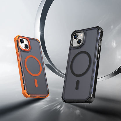 For iPhone 13 / iPhone 14 Magnetic Case Electroplated Frame Skin-touch TPU+PC Phone Cover