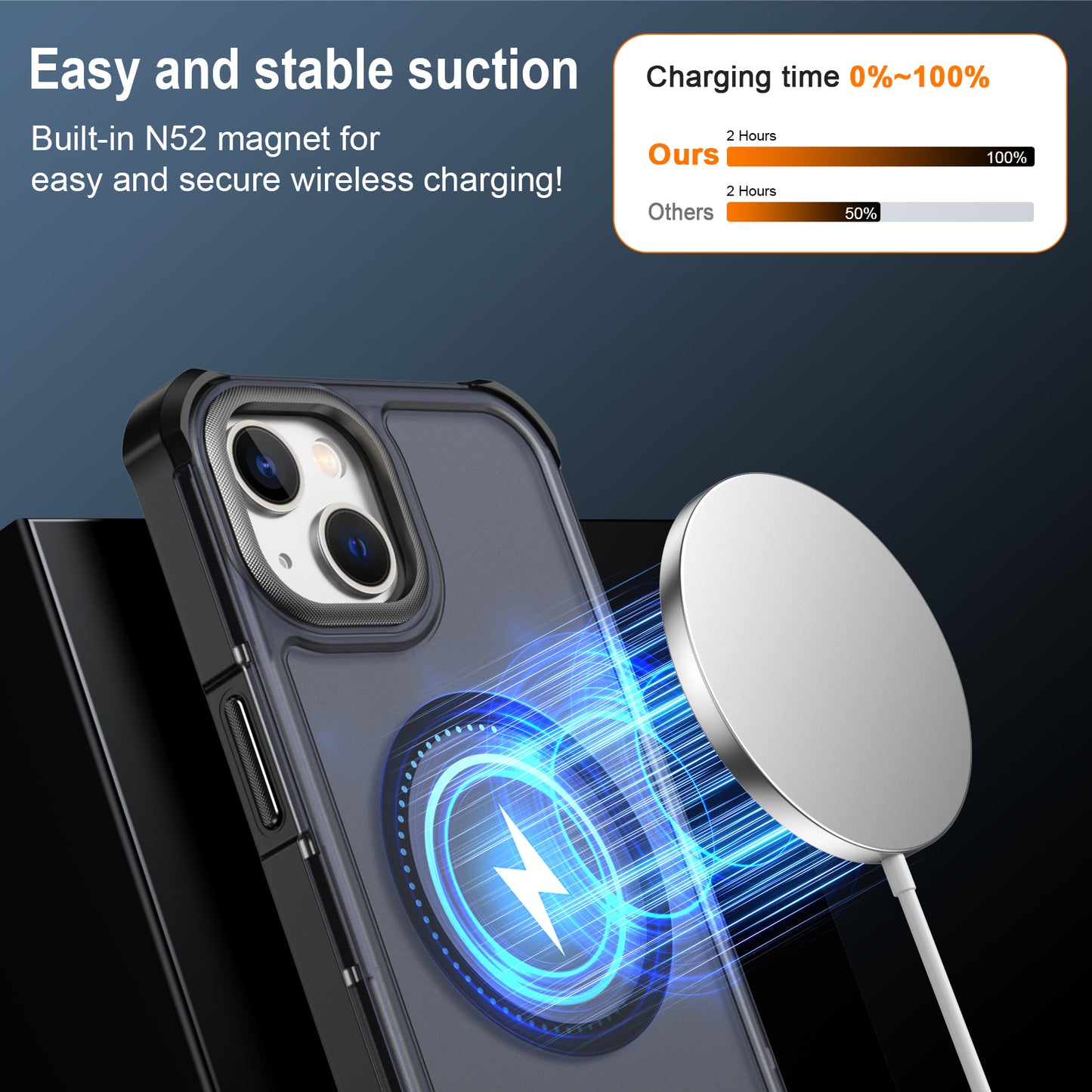 For iPhone 13 / iPhone 14 Magnetic Case Electroplated Frame Skin-touch TPU+PC Phone Cover