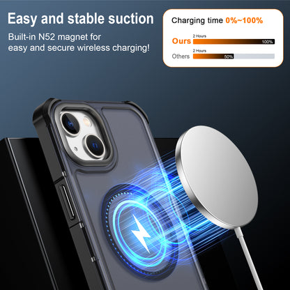 For iPhone 13 / iPhone 14 Magnetic Case Electroplated Frame Skin-touch TPU+PC Phone Cover
