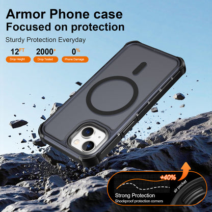 For iPhone 13 / iPhone 14 Magnetic Case Electroplated Frame Skin-touch TPU+PC Phone Cover