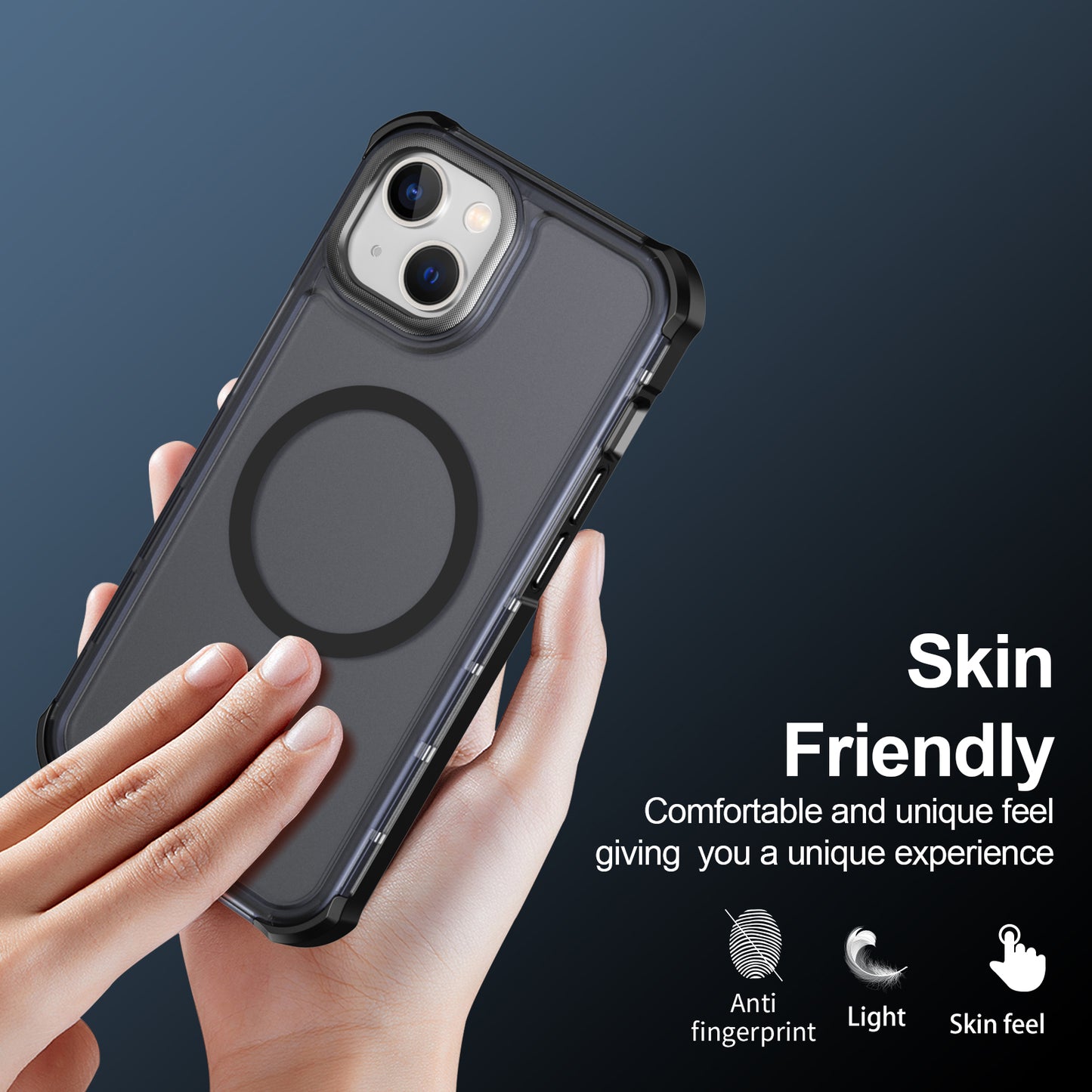For iPhone 13 / iPhone 14 Magnetic Case Electroplated Frame Skin-touch TPU+PC Phone Cover