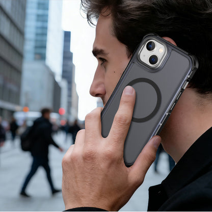 For iPhone 13 / iPhone 14 Magnetic Case Electroplated Frame Skin-touch TPU+PC Phone Cover