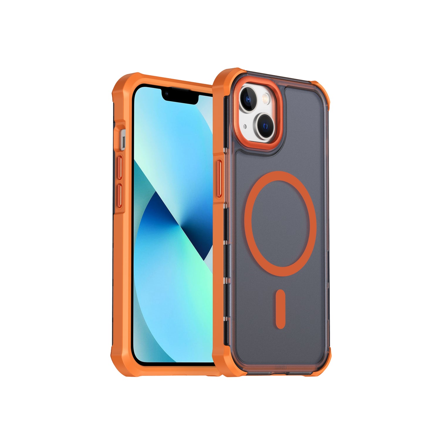 For iPhone 13 / iPhone 14 Magnetic Case Electroplated Frame Skin-touch TPU+PC Phone Cover