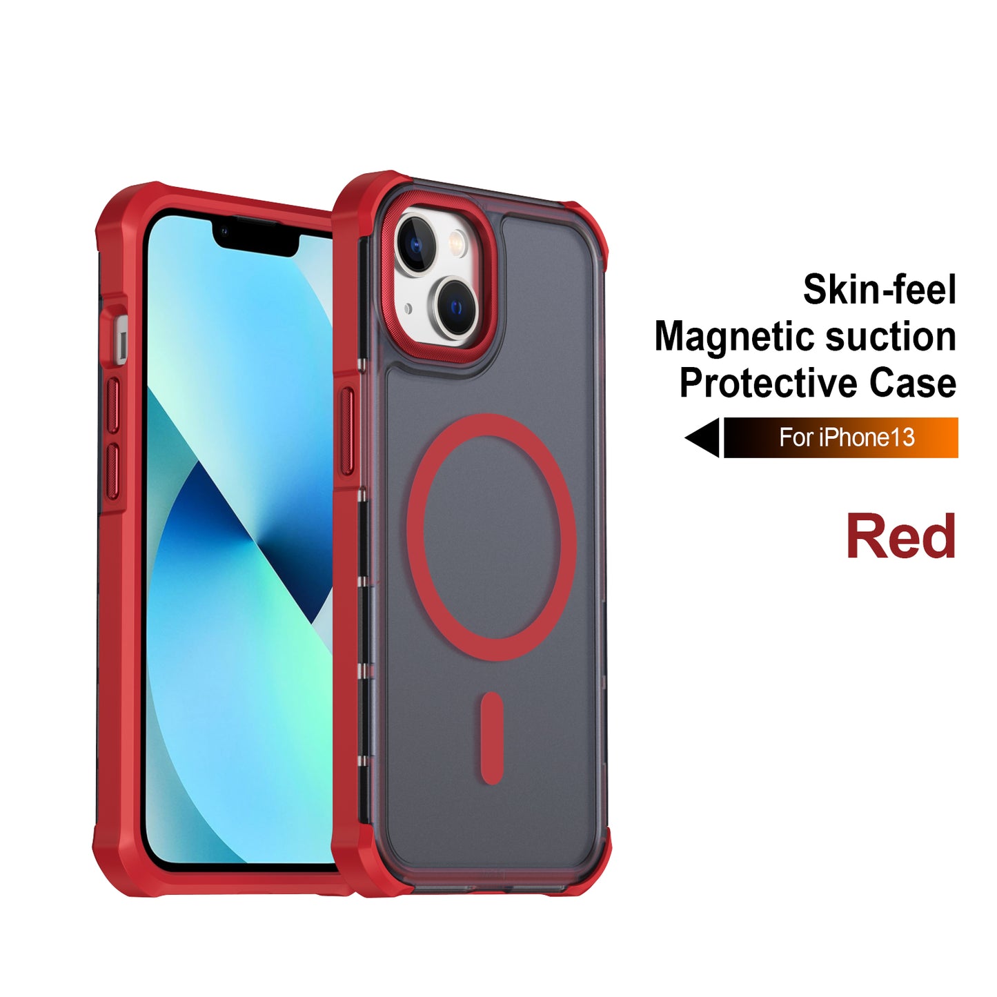 For iPhone 13 / iPhone 14 Magnetic Case Electroplated Frame Skin-touch TPU+PC Phone Cover