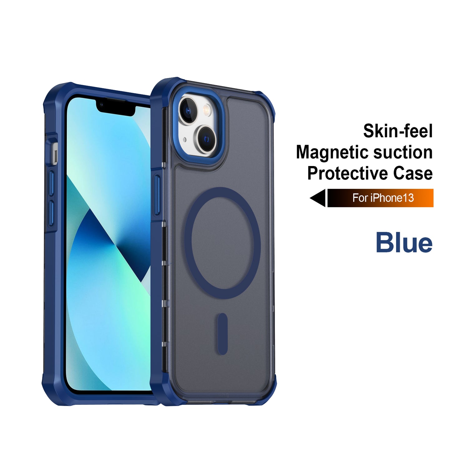 For iPhone 13 / iPhone 14 Magnetic Case Electroplated Frame Skin-touch TPU+PC Phone Cover